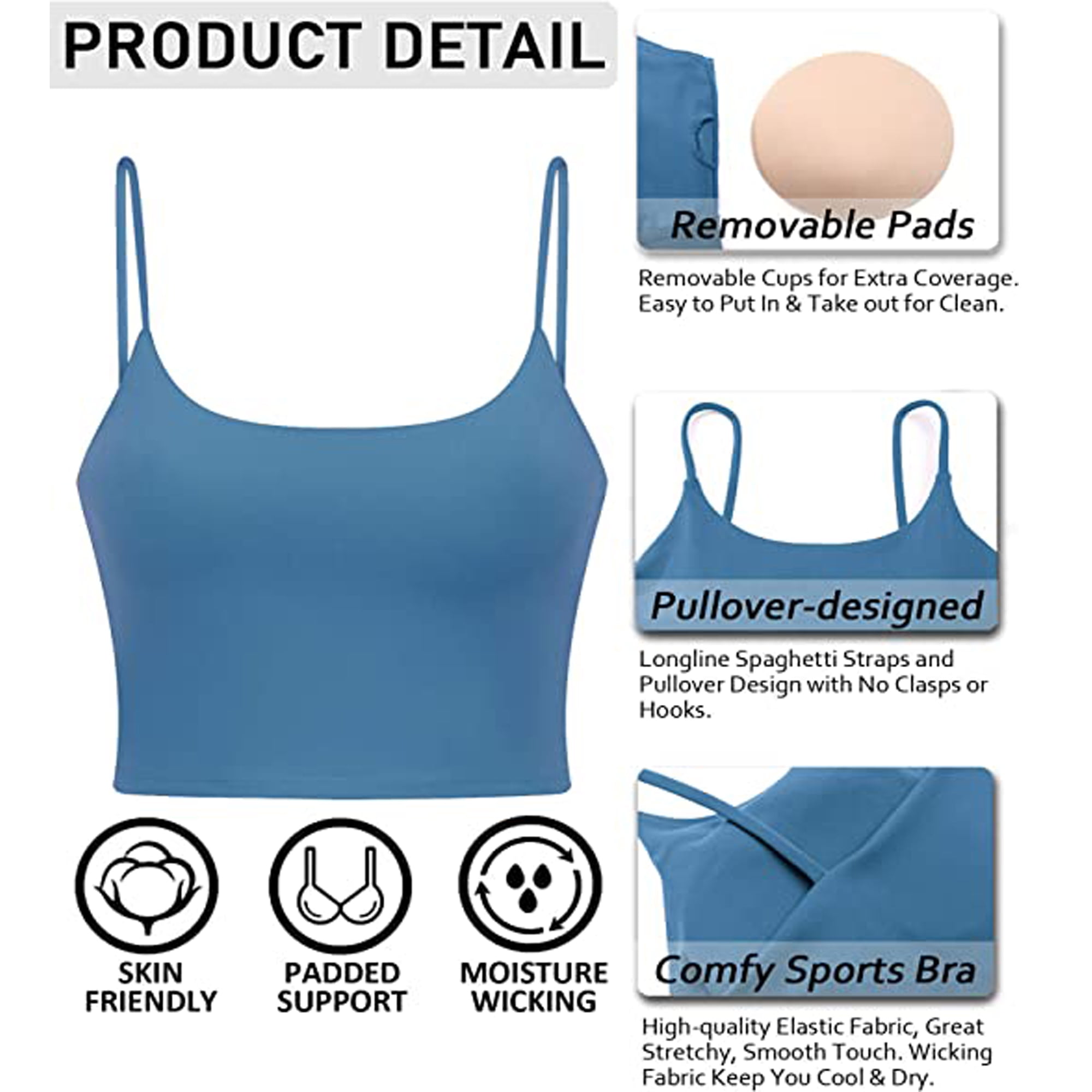 AngiMelo Womens Workout Sports Bra Padded Longline Crop Top Strappy Fitness  Yoga Tank Cami Running Vest : : Clothing, Shoes & Accessories
