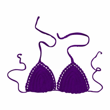 Pavied Minimizer Bras Bralettes for Women Feelingirl Bra Women s Summer Solid Color Hand Crochet Swimsuit Euramerican Swimsuit Bikini Top Seamless Bras Womens Bras Purple M