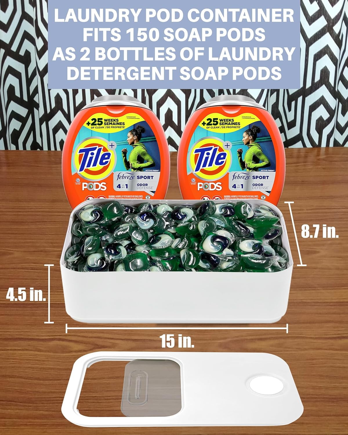 Skywin Laundry Pod Container with Sliding Lid (White)- 2 Pack Laundry Pod Storage Container for Laundry Room Container Organization great as Laundry Detergent Container