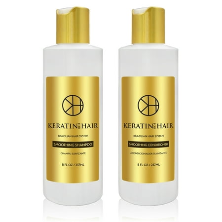 Keratin for Hair Smoothing Sulfate Free Shampoo & Conditioner Set with Complex Vitamins Argan Oil Sulfate Free Hair Regrowth Treatment for Hair Loss Frizzy Curly Thinning Hair, Unisex   8 fl