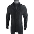 thumbnail image 3 of Stand Collar Long Sleeve Mens Trench Coat (L, Black), 3 of 7