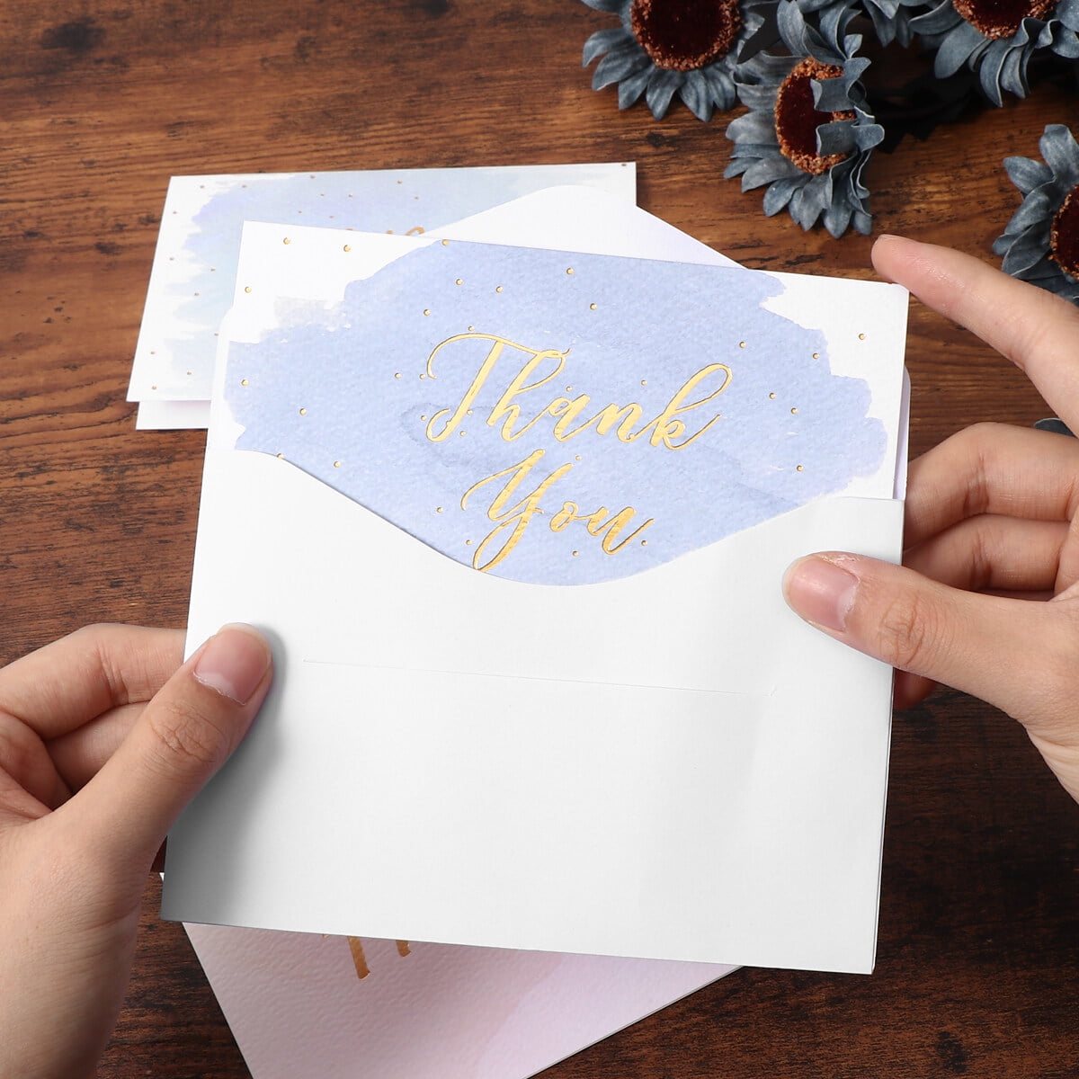 Baluue Thank You Cards Set, 48pcs Assorted Color Bronzing Paper Greeting Cards for Appreciation and Gratitude