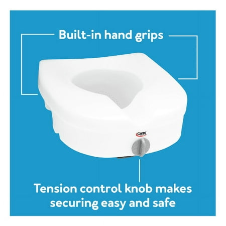 Carex High Rise Toilet Seat with Lock, Standard Fit, Adds 5 in Height for Round & Elongated Toilets, 300lb Capacity