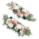 thumbnail image 1 of Guirnalda floral artificial de ratán con rosas artificiales para arreglos de mesa en arco para interiores Azul rosado, 1 of 7