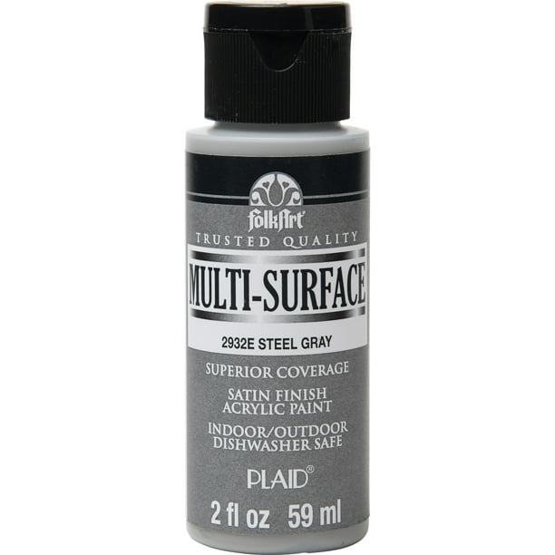 FolkArt 2932E MultiSurface Acrylic Craft Paint, Steel Gray, 2 fl oz