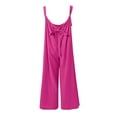 thumbnail image 5 of Miluxas Plus Size Jumpsuits for Women,Women's Sleeveless Loose Straps Solid High Waist Wide Leg Jumpsuit Rompers with Pocket On Hot Pink L(L), 5 of 5