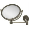 8 Inch Wall Mounted Extending Make-Up Mirror with Smooth Accents - Antique Pewter / 2X