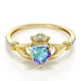 thumbnail image 3 of Gem Stone King 1.01Ct Heart Shape Mercury Mist Mystic Topaz Diamond Accent 10K Yellow Gold Irish Celtic Claddagh Ring, 3 of 6