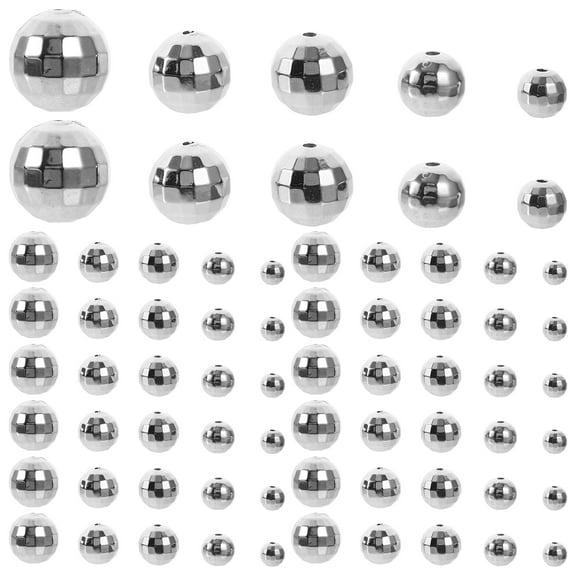 OUNONA Disco Ball Beads Silver Acrylic for DIY Jewelry Making 200Pcs