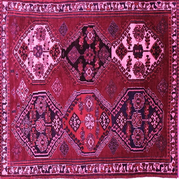 Ahgly Company Indoor Square Persian Pink Traditional Area Rugs, 7' Square