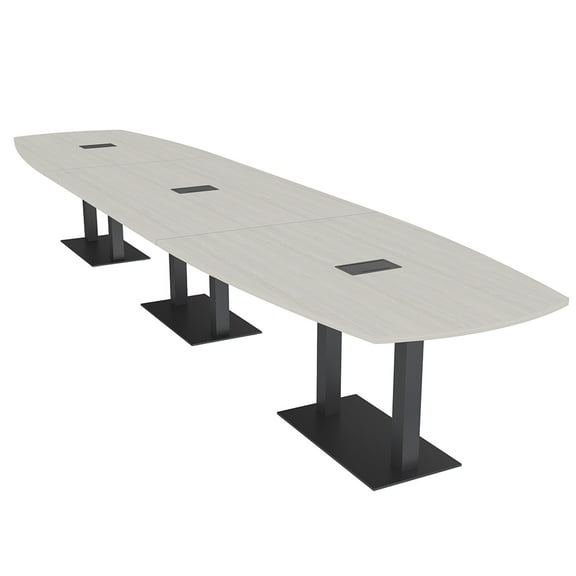 18 Ft Modular Arc Boat Conference Table Double Black Bases w/Electric