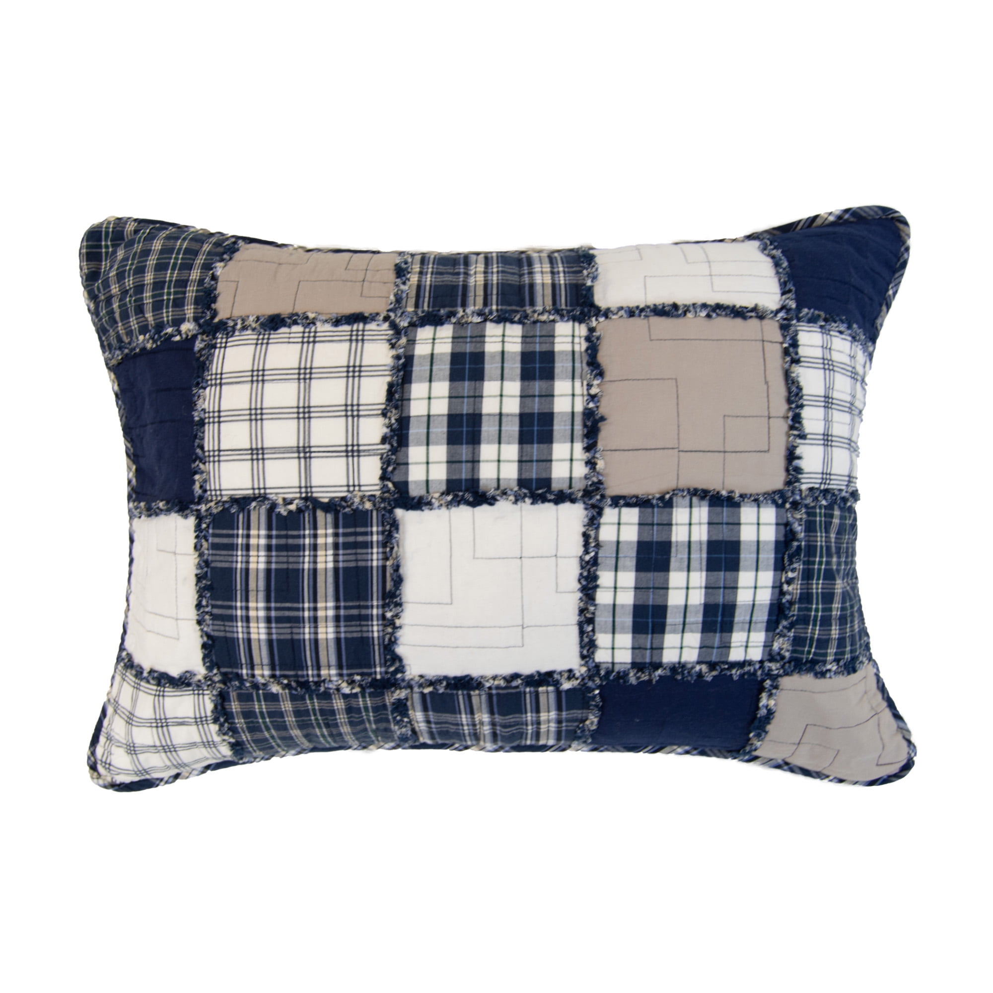 Donna Sharp Checkerboard Indigo Queen Pieced Cotton 3PC Quilt Set