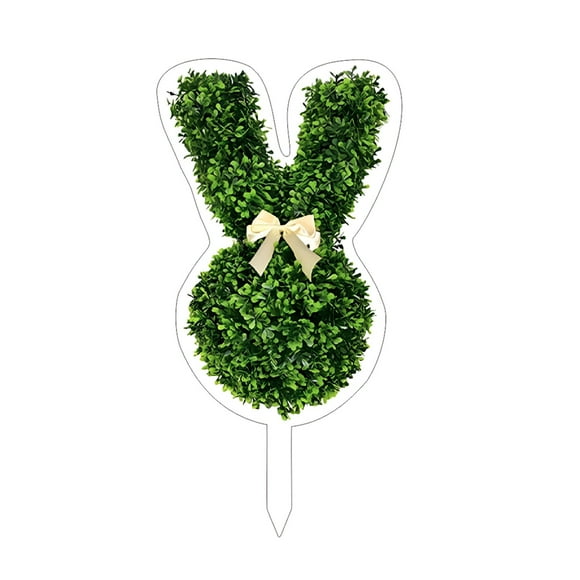 Binwennn Yard Signs Customized Birthday Easter New Rabbit Shape Ground Plug Green Acrylic Flat Rabbit Decoration