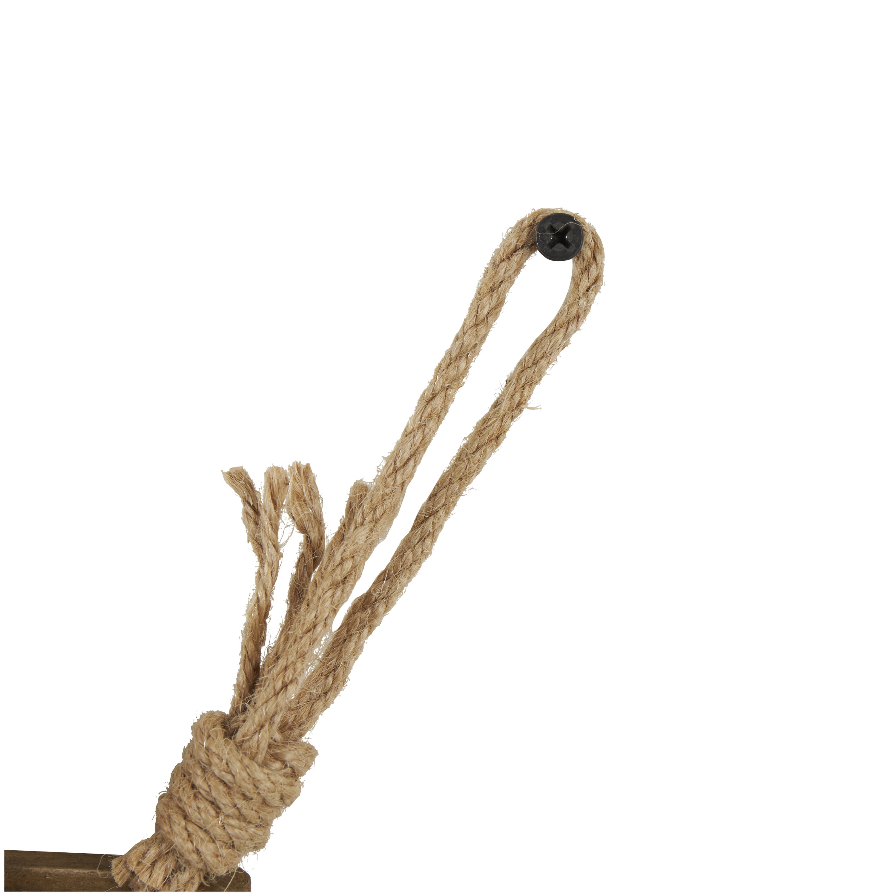DecMode 16" x 11" Cream Wood Handmade Distressed House 3 Hanger Wall Hook with Red Roof Accents and Hanging Rope, 1-Piece