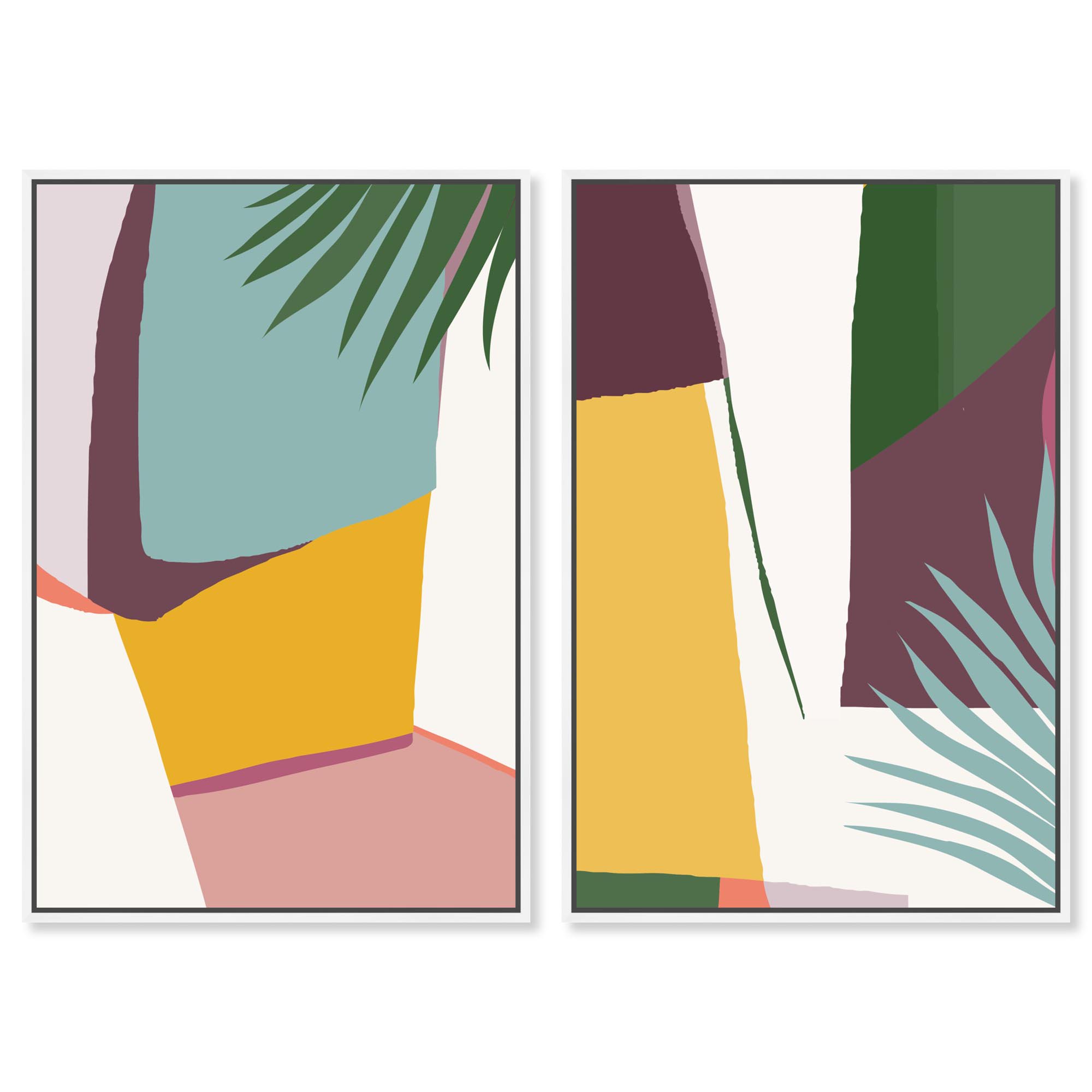 Urban Jungle Abstracts Canvas Print Modern Abstract Art Set by Art Remedy White Frame 10 x 15
