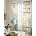 thumbnail image 5 of Beige Beach Coastal Sheer Curtains 84 Inch Length 2 Panels Set for Living Room/Bedroom, Summer Nautical Coral Shell Botanical Vintage Kitchen Curtains Grommet Curtains Window Treatments 52"x84"x2, 5 of 7