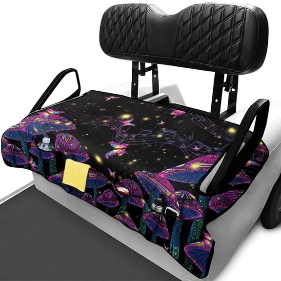 Uourmeti Colorful Mushroom Music Pattern Golf Cart Seat Covers Soft, for Club Car Golf Cart, Golf Cart Cushion Covers, Compatible with EZGO Club Golf Cart Rear Seat