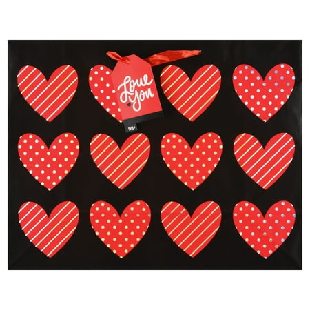 Way To Celebrate Valentine's Day Stripes and Dots Hearts Gift Bag
