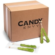 Candy Envy Light Green Rock Candy Sugar Sticks, Watermelon Flavor, 144 Ct. Individually Wrapped