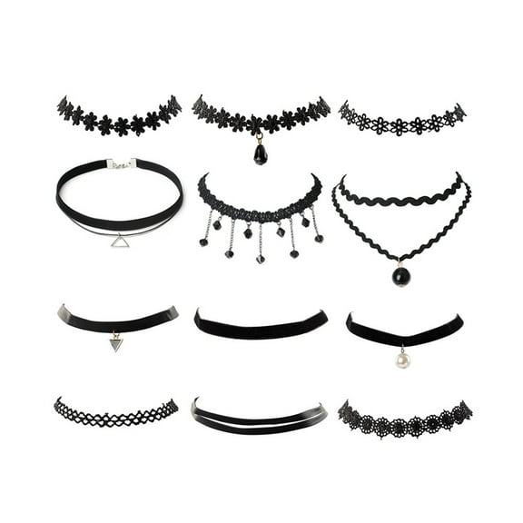 12Pcs Necklaces Black Velvet Choker Set for Womens Velvet Choker Set