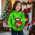 thumbnail image 4 of Toddler Girls Long Sleeve Hooded Sweatshirt Christmas Festive Reindeer Print Pullover Hoodie Sweatshirt Size 3-4T , Green, 4 of 4