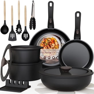 EDX 25-Piece Non-Stick Ceramic Granite Cookware Set with Stay-Cool