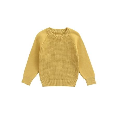 

Canrulo Kids Baby Girl Boy Autumn Spring Knitted Sweater Long Sleeve Pullover Tops Casual Clothes Yellow 3-4 Years