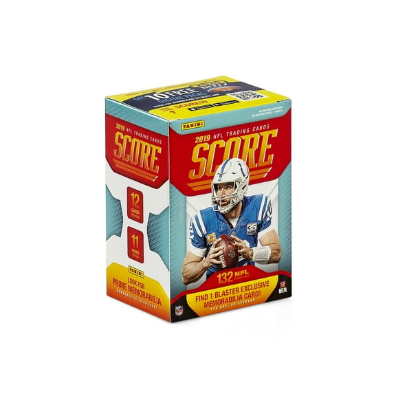 2019 Panini Score NFL Football Trading Cards Blaster Box-11ct NFL Collectible Cards | 12 rookies, 4 parallels, and 20 inserts per box on average and 1 memorabilia card in every other box