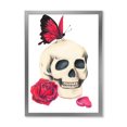 thumbnail image 3 of Designart Skull With Red Rose & Butterfly Modern & Contemporary Framed Wall Art, 3 of 4