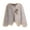 Khaki L, variant on Auutmn Winter Lady Cardigan Coat Furry Plush Buckle And Strap Decor V Neck Long Sleeves Thickened Solid Color Faux Fur Knitted Sweater Jacket