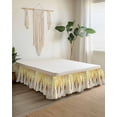 thumbnail image 2 of Abstract Gold Wrap Around Bed Skirts for Queen Bed 16" Drop,Bed Skirt with Adjustable Elastic Belt Dust Ruffle Bed Valance for Bedroom Hotel Luxury Modern Brush Luxury Strokes Artwork Bed Frame Cover, 2 of 7