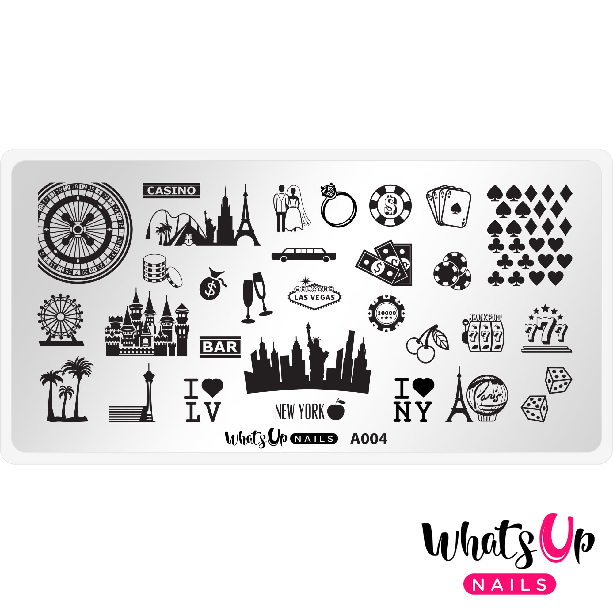Whats Up Nails A004 Sin City Life Metal Stamping Plate for Nail
