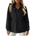 thumbnail image 7 of Jsaierl Women's Water Resistant Hooded Anorak Jacket Snap Button Drawstring Waist Windproof Lightweight Outdoor Rain Coat, 7 of 7