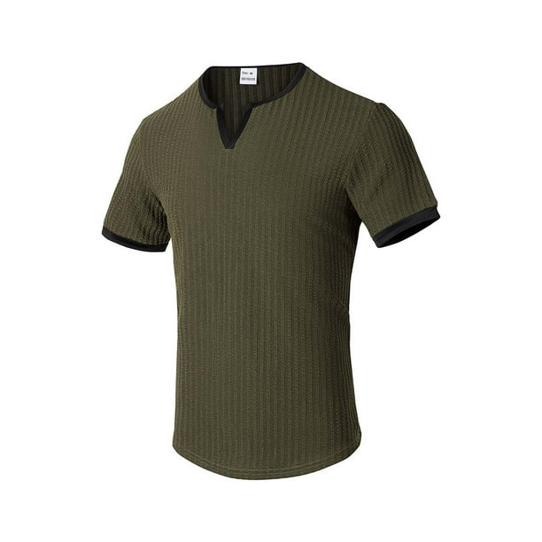 pstuiky camisetas de manga corta para hombre, Blusas de manga corta con cuello en V y diseño de bloques de color versátiles para hombre camisas casuales para hombre m
