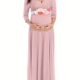 thumbnail image 1 of QJUHUNG [Arrivée Rapide] Superbe Robe Maxi de Maternité à Fleurs - Robes pour Femmes Enceintes avec Encolure en V Froncée, Ceinture Enveloppante et Design Prêt pour Séance Photo - Parfait pour Baby Shower et Prénat, 1 of 7