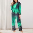 thumbnail image 2 of Rateoe Northern Lights 2 Pattern Womens Pajamas Set Long Sleeve Sleepwear Button Down Nightwear Soft Cotton Pj Lounge Sets-XX-Large, 2 of 7