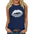 thumbnail image 2 of GaThRRgYP Workout Tops for Women,Women's Sleeveless Round Neck Blouse,Womens Tank Tops Independence Day Graphic Tank Tops Summer Loose Tanks Music Vacation Tank Navy XXL, 2 of 5
