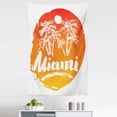 thumbnail image 1 of Vintage Florida Tapestry, Miami Lettering on Tangerine Toned Ombre Round Sun and Palms, Fabric Wall Hanging Decor for Bedroom Living Room Dorm, 5 Sizes, White Burnt Sienna Orange, by Ambesonne, 1 of 1
