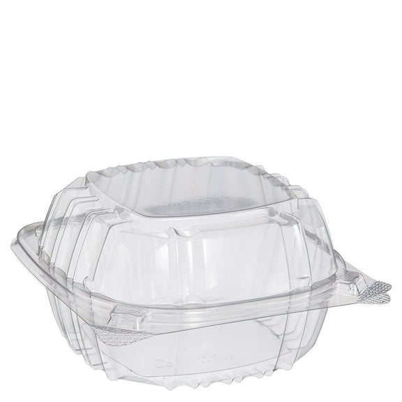 ClearSeal Hinged-Lid Plastic Containers, 5.8 x 6 x 3, Clear, Plastic, 125/Pack, 4 Packs/Carton