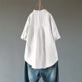 thumbnail image 4 of Xihbxyly Tops Tops for Women 2025 Women's Round Neck Long Sleeve Loose Button Cotton and Linen Tunic Shirts Summer Shirts Blouse White L, 4 of 7