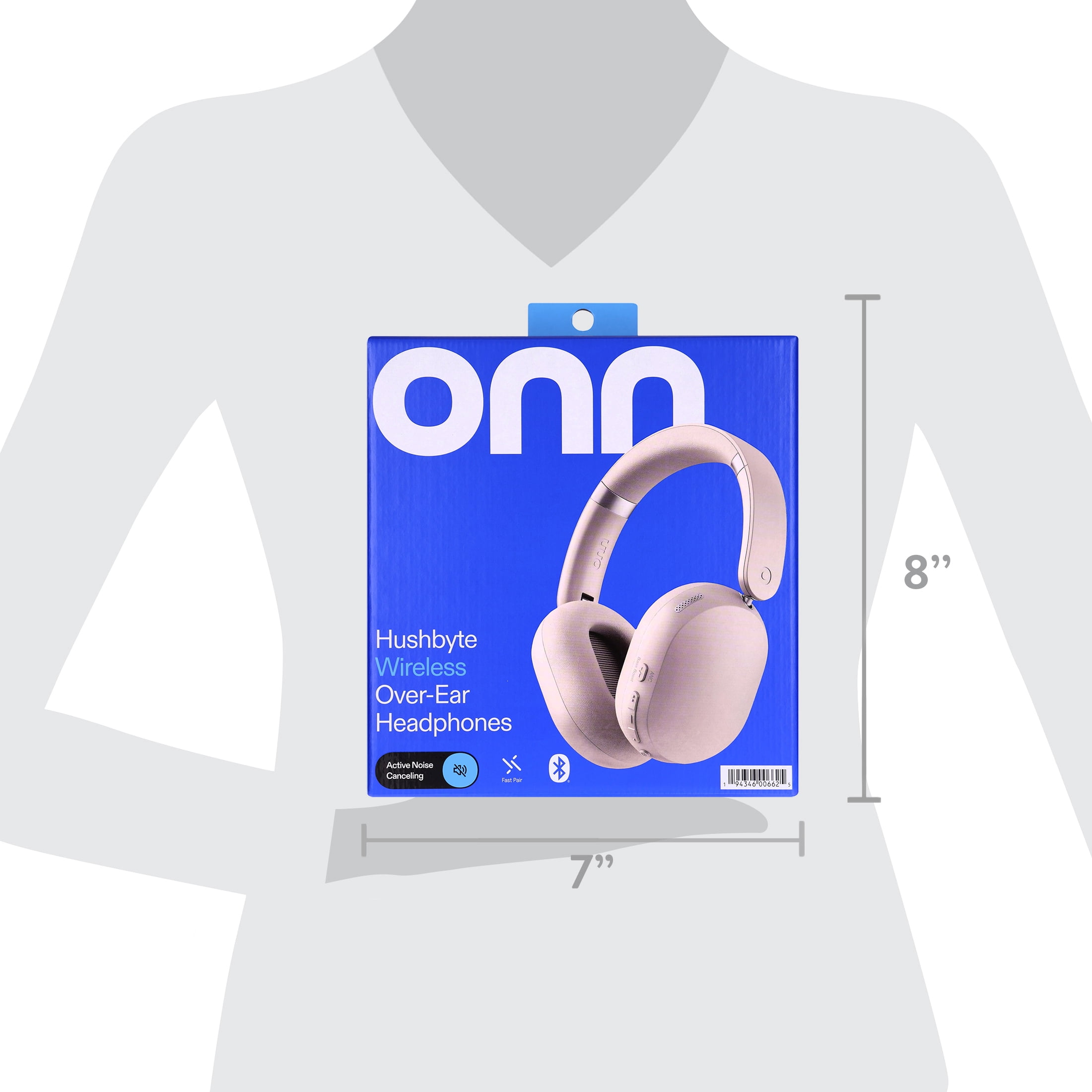 onn Hushbyte Wireless Over-Ear Headphones, White