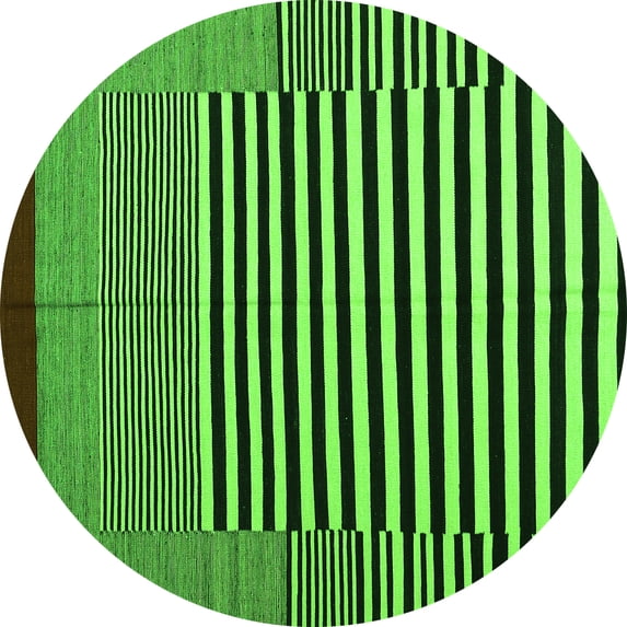 Ahgly Company Indoor Round Abstract Green Contemporary Area Rugs, 8' Round