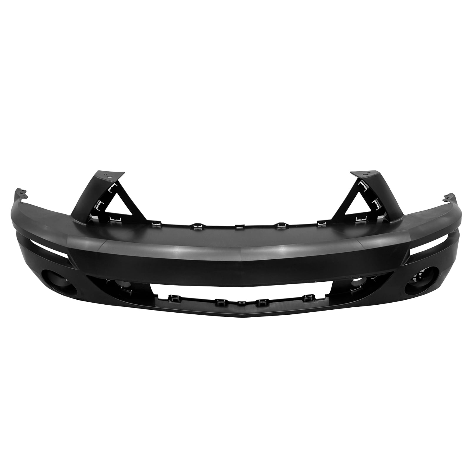 Ikon Motorsports Front Bumper Conversion Cover Compatible With 2007-2009 Ford Mustang GT500 GT500KR Unpainted Black OE PP Injection Front Valance Lip W/ Lower Upper Grilles Bumper Fascia Applique