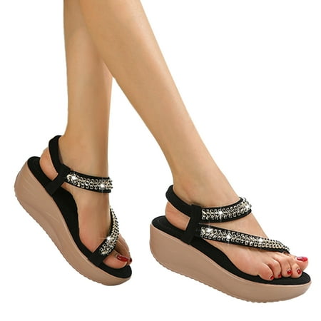 

new home gifts for home Women s Sandals Shoes Wedges Fashion Buckle Strap Sandals Summer Shoes For Women PU Black