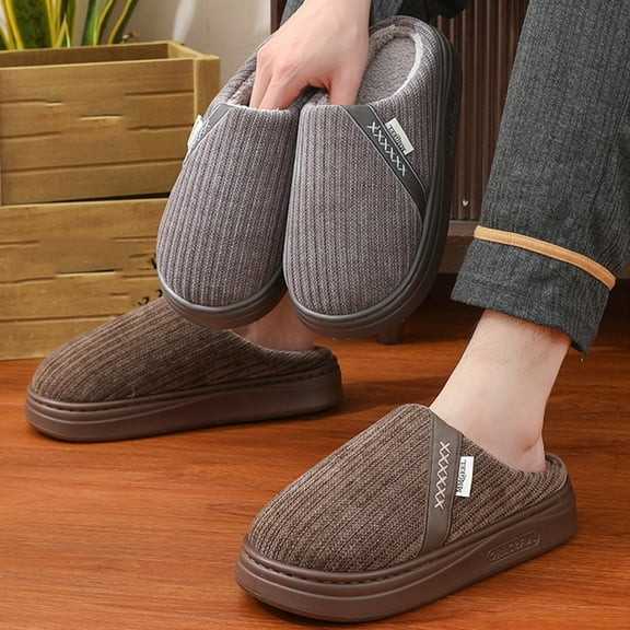 Slippers for Women Men Non-Slip Thick Soled Round Toe Slip-on Slides Unisex's Casual Versatile Indoor Home Fall Winter Eva Thick Bottom Flat Sandals