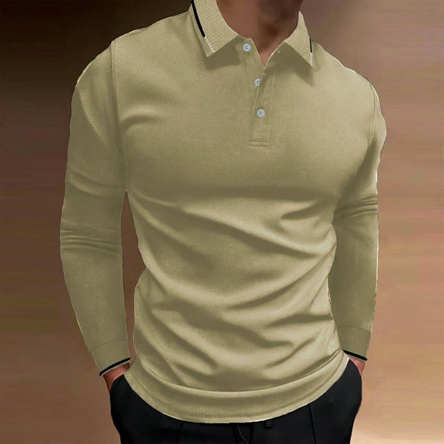 pstuiky mangas largas para hombre, Camisa de golf de manga larga con botones deportivos, informal, con cuello alto y barra vertical para hombre salir tops m