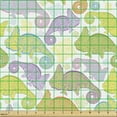 thumbnail image 2 of Animal Fabric by the Yard, Cartoon Drawing of Chameleons Lizard Family, Decorative Upholstery Fabric for Chairs & Home Accents, Multicolor by Ambesonne, 2 of 5