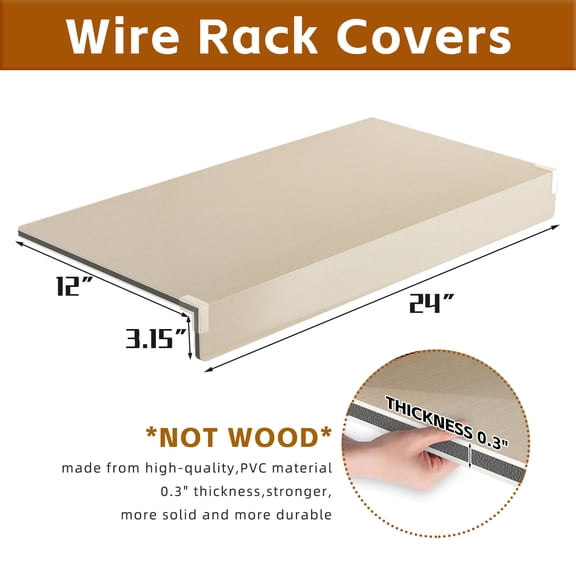 New 24 INCH 5 Pcs Wire Shelf Covers Foamed PVC Wire Rack Covers for Removable Closet (Not Wood) Pantry Shelves for Cabinet Bathroom Kitchen Shelving Decoration