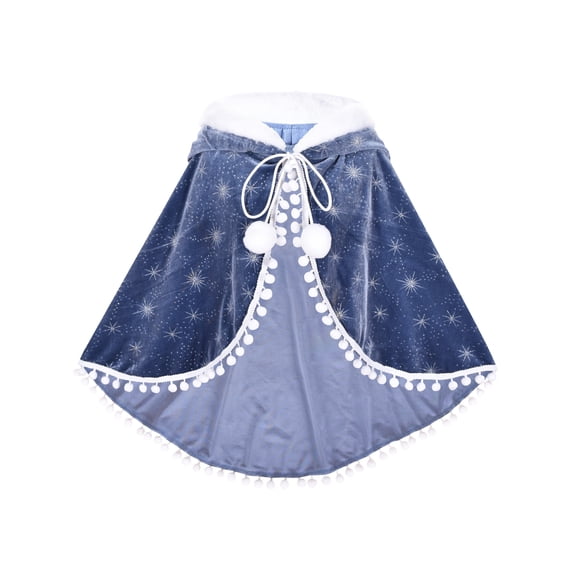 Girls Princess Hooded Cape Cloaks Costume Dress Up Snow Queen 4 Years