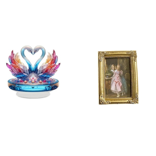 Escultura De Cisne De Resina Acrílica, Marco De Fotos, Estatua, Centro De Mesa, Soporte Para Tarjetas, Póster, Marco De Fotos Con Frente De Vidrio Para Escritorio, Mesa, Vitrina De Pared,